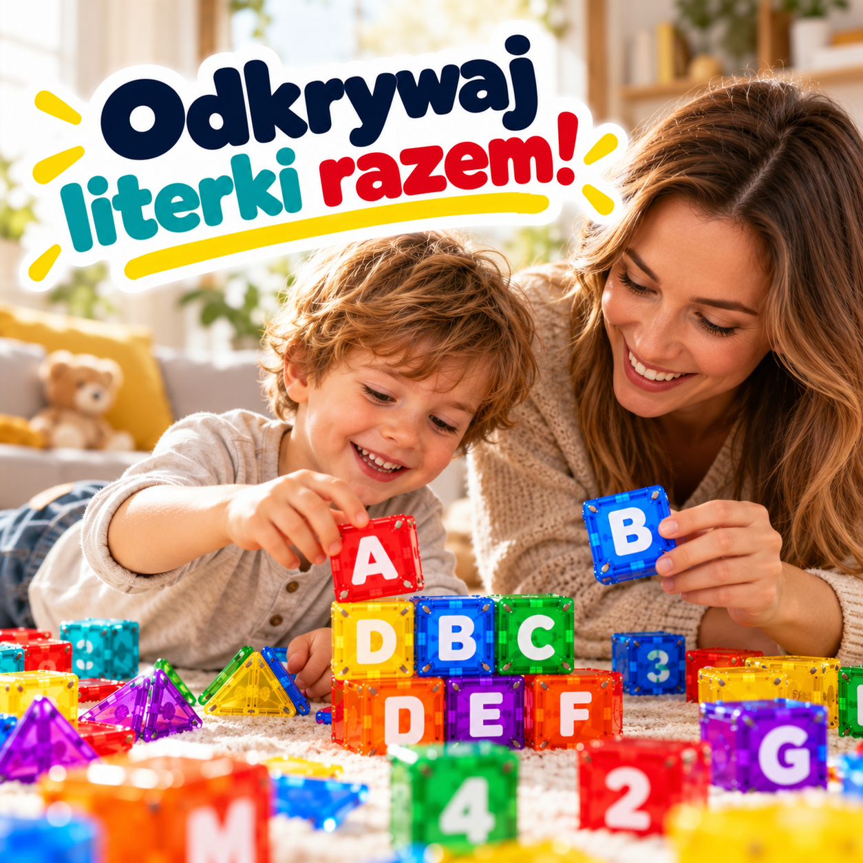 Wspólna zabawa magnetycznymi klockami PlayLetters